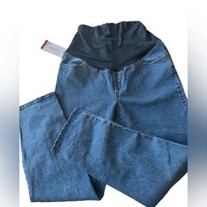 NWT  Blue Maternity Jeans with Black Waistband Skinny Fit Size 8
